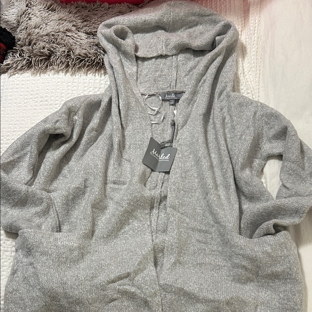 Marled Light Gray Knit Cardigan